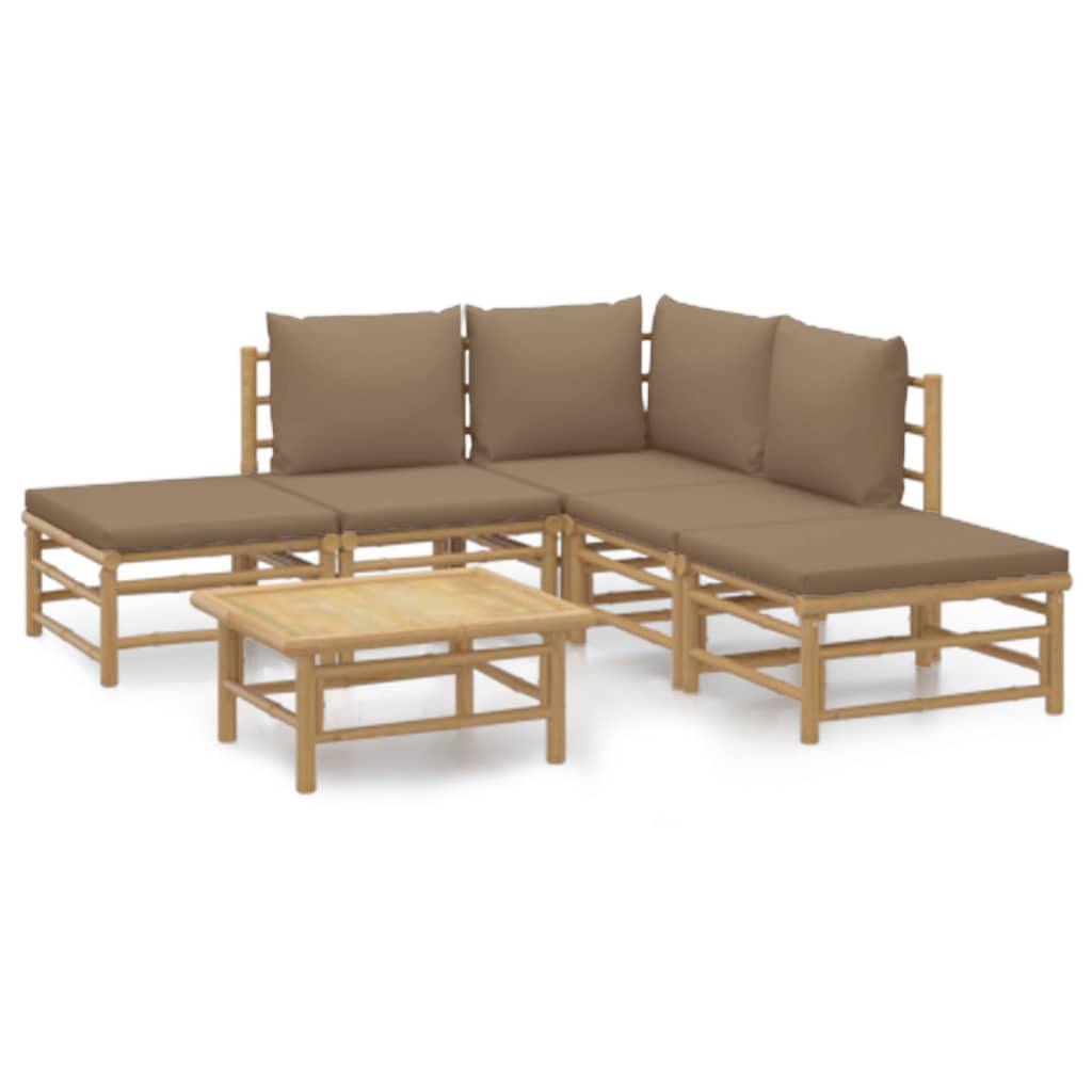 Garden Lounge Set Taupe Bamboo 6 Piece Set Modular