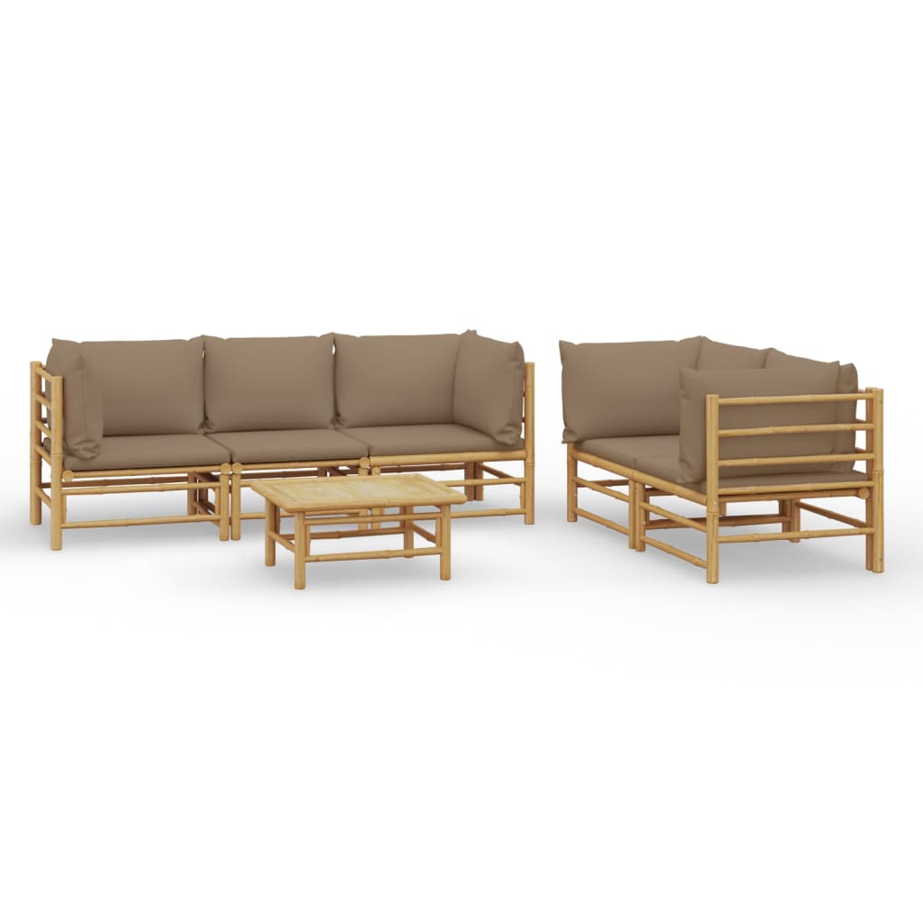 Garden Lounge Set Taupe Bamboo 6-piece set Modular