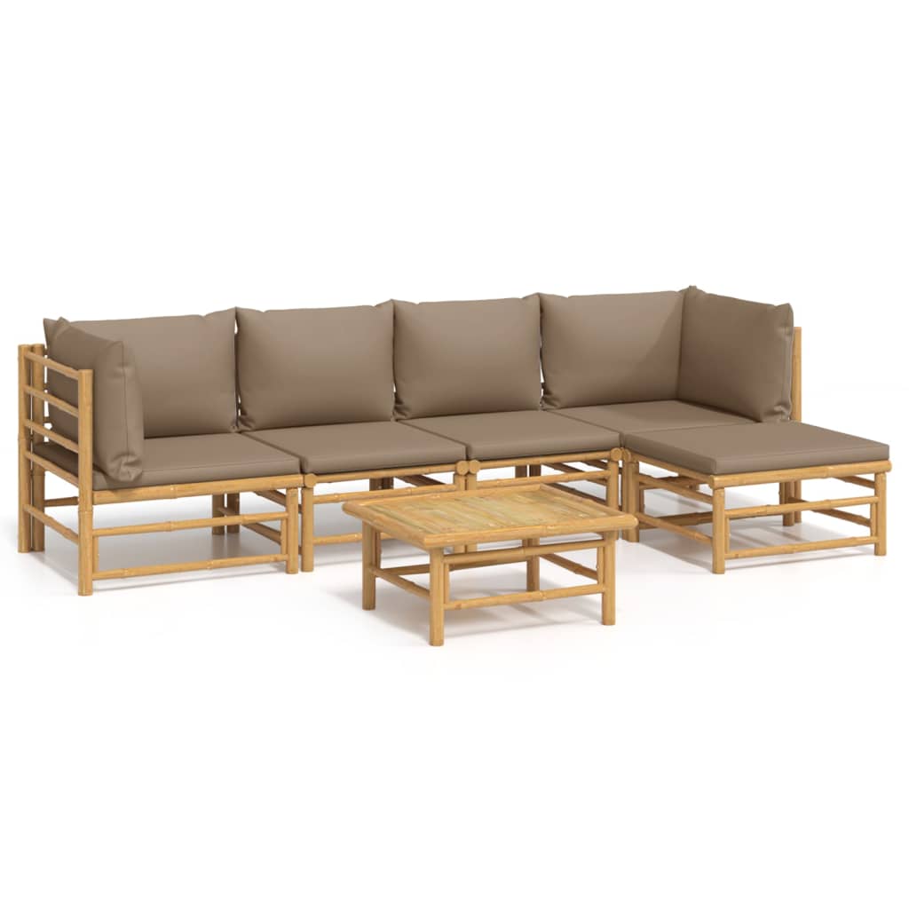 Garden Lounge Set Taupe Bamboo 6-piece set Modular