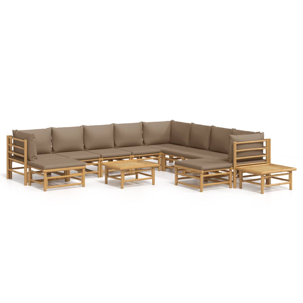 Garden Lounge Set Taupe Bamboo, Fabric (100% polyester) Large