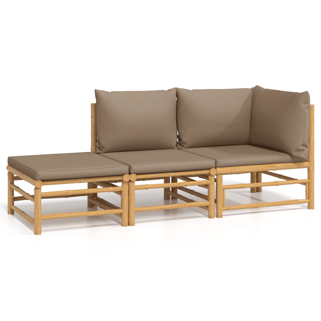 Garden Lounge Set Taupe Bamboo Medium Modular Garden Lounge Set