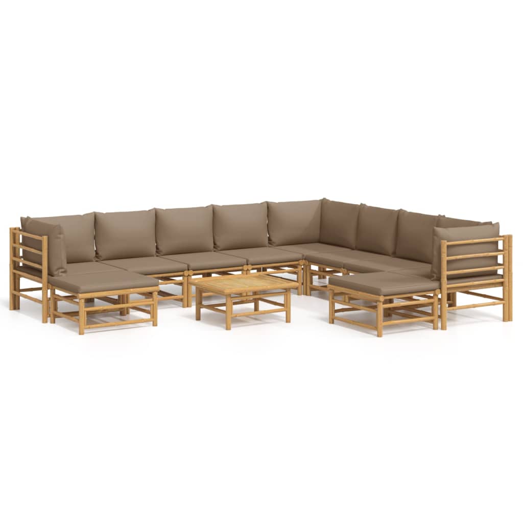 Garden Lounge Set Taupe Bamboo Medium Modular Garden Lounge Set