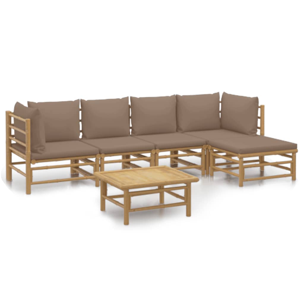 Garden Lounge Set Taupe Bamboo Medium Modular Garden Lounge Set
