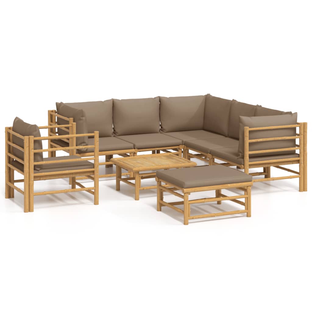 Garden Lounge Set Taupe Bamboo Medium Modular Garden Lounge Set
