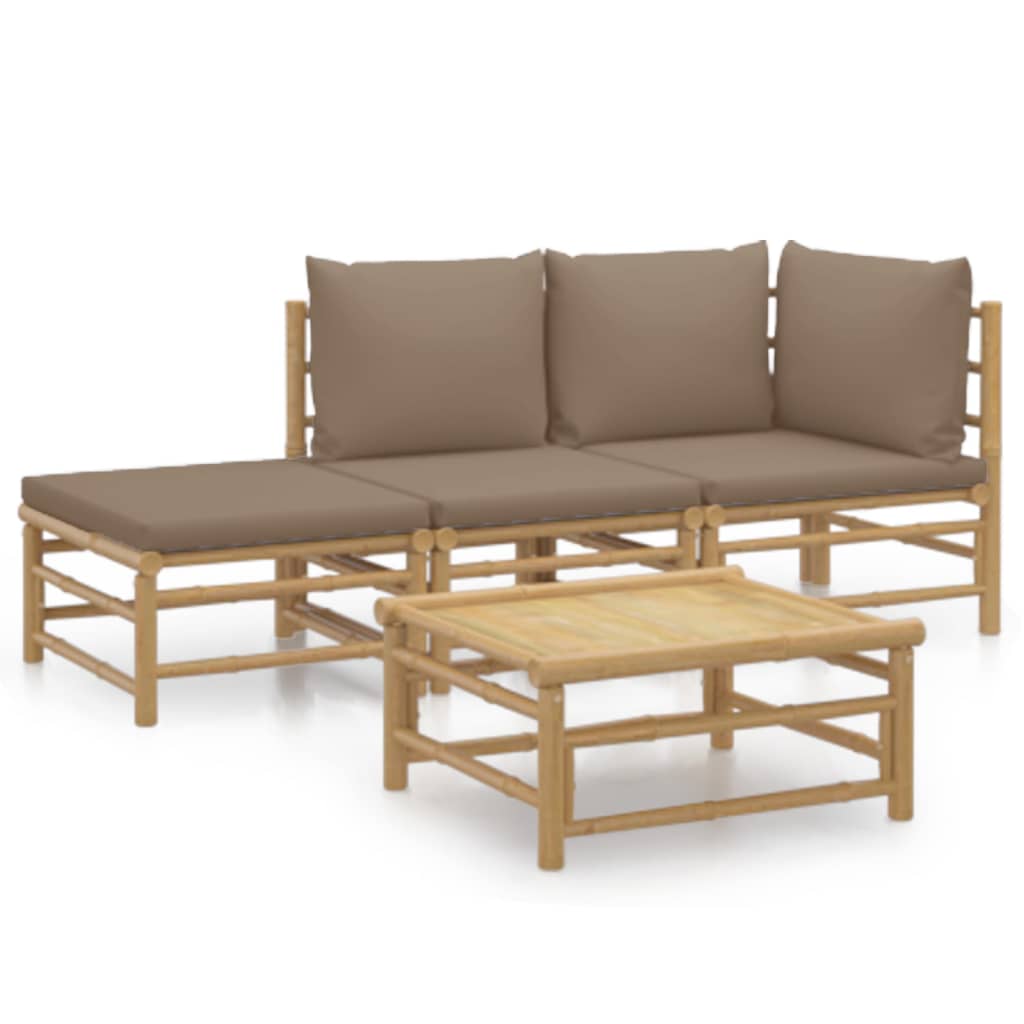 Garden Lounge Set Taupe Bamboo Medium Modular Garden Lounge Set