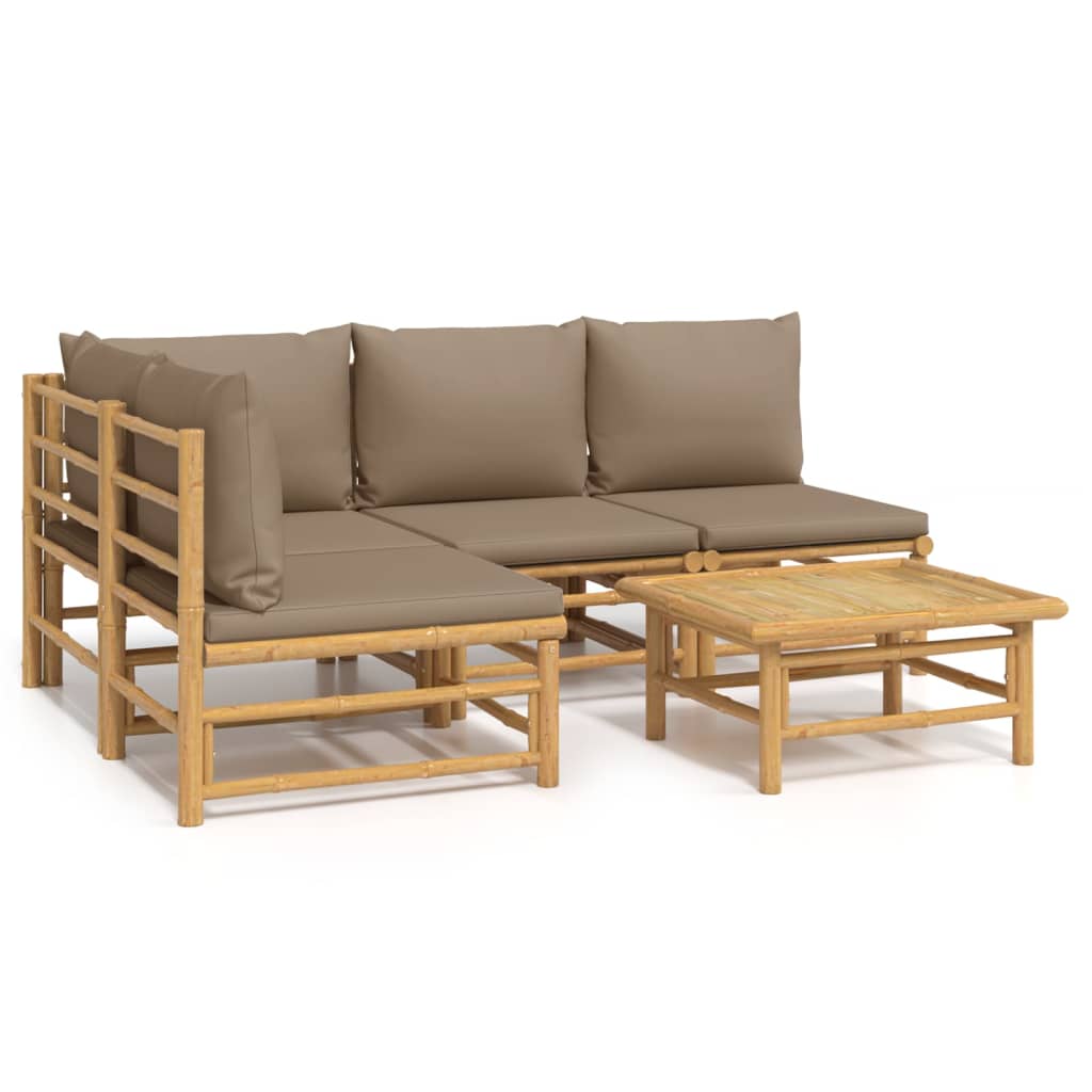Garden Lounge Set Taupe Bamboo Medium Modular
