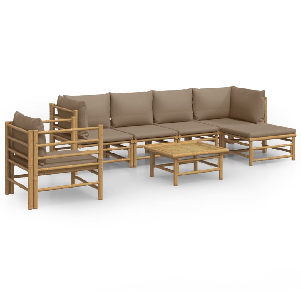 Garden Lounge Set Taupe Bamboo Moderate Modular