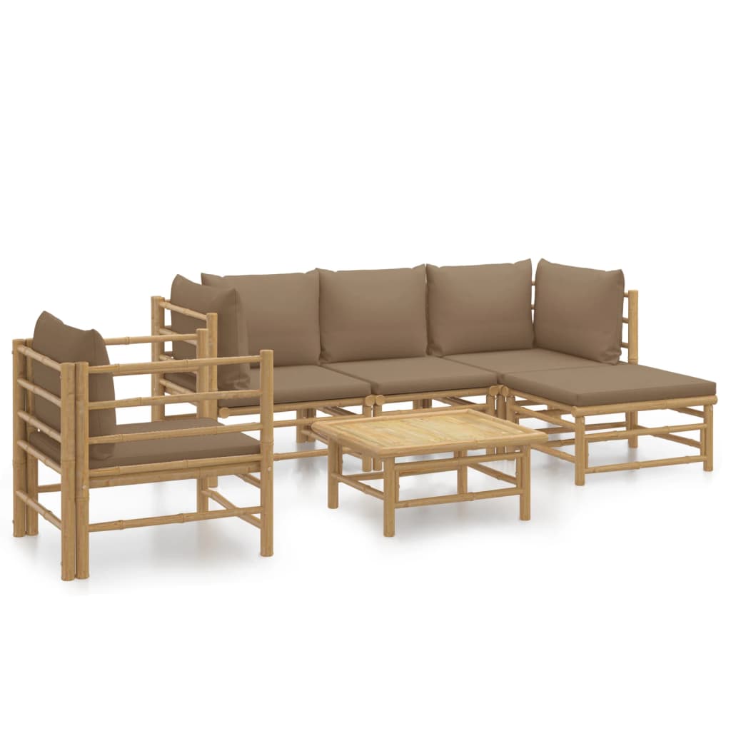 Garden Lounge Set Taupe Bamboo Modular size