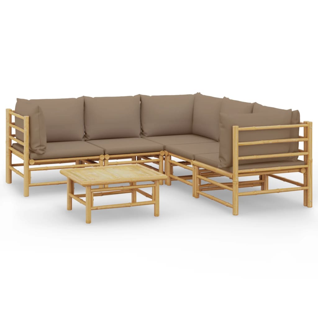 Garden Lounge Set Taupe Bamboo, Polyester Standard Modular
