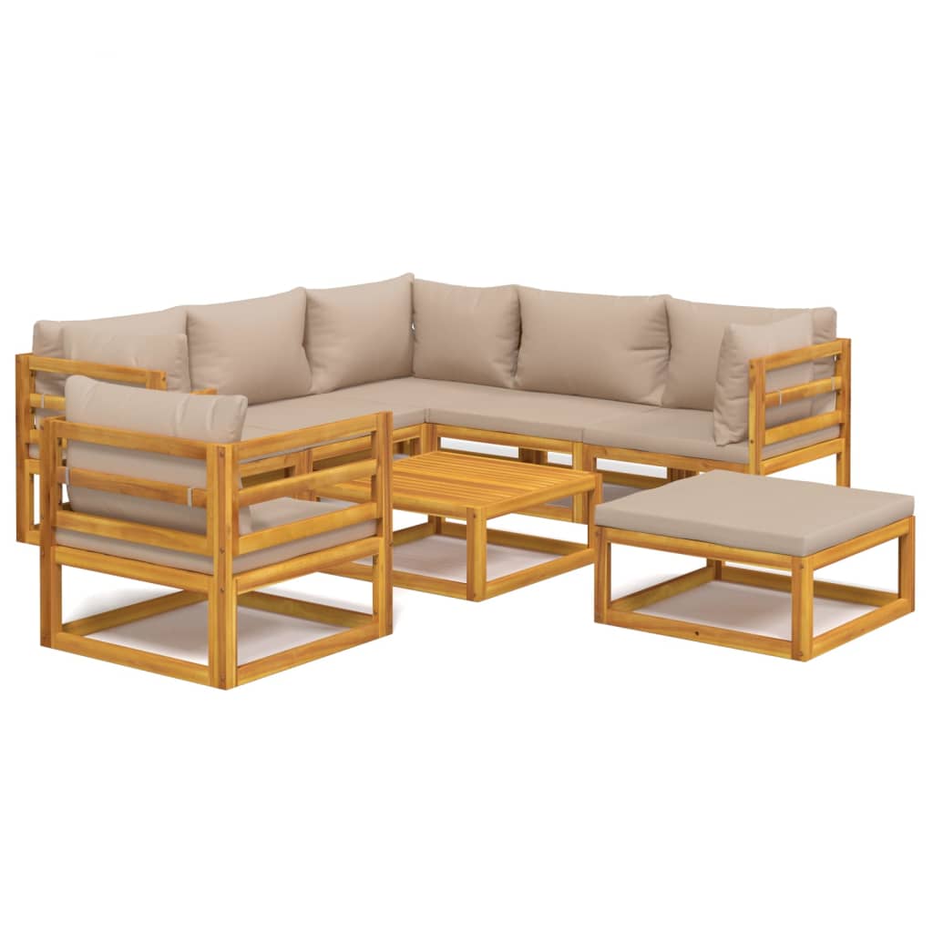 Garden Lounge Set Taupe, Natural wood