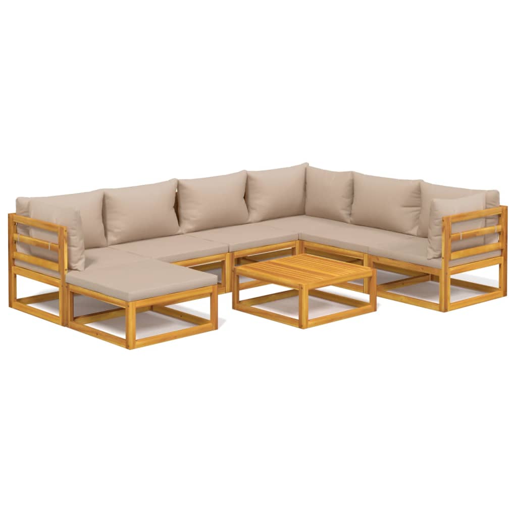 Garden Lounge Set Taupe, Natural Wood