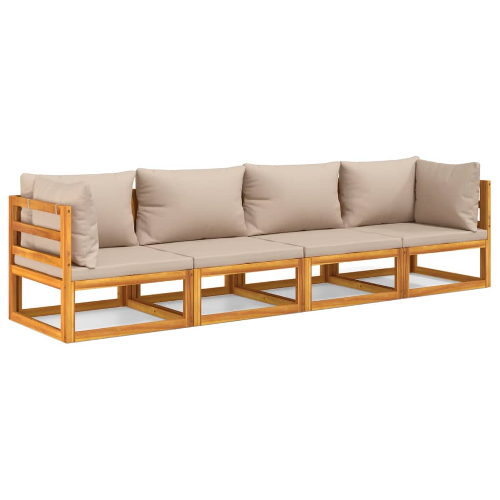 Garden Lounge Set Taupe Solid Acacia wood, 100% polyester Standard