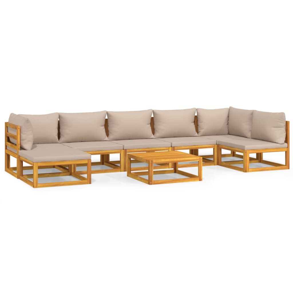 Garden Lounge Set Taupe Solid acacia wood 7-seater set Modular