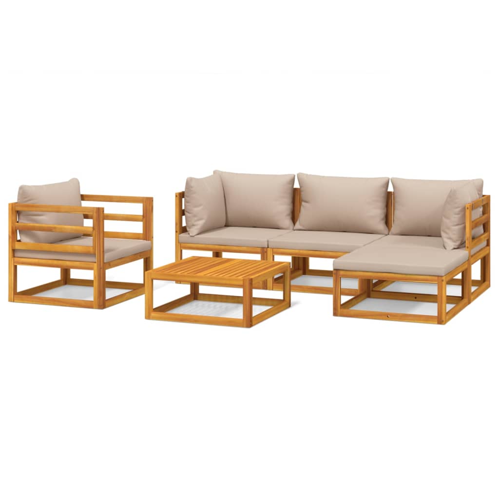 Garden Lounge Set Taupe Solid acacia wood, Fabric (100% polyester)
