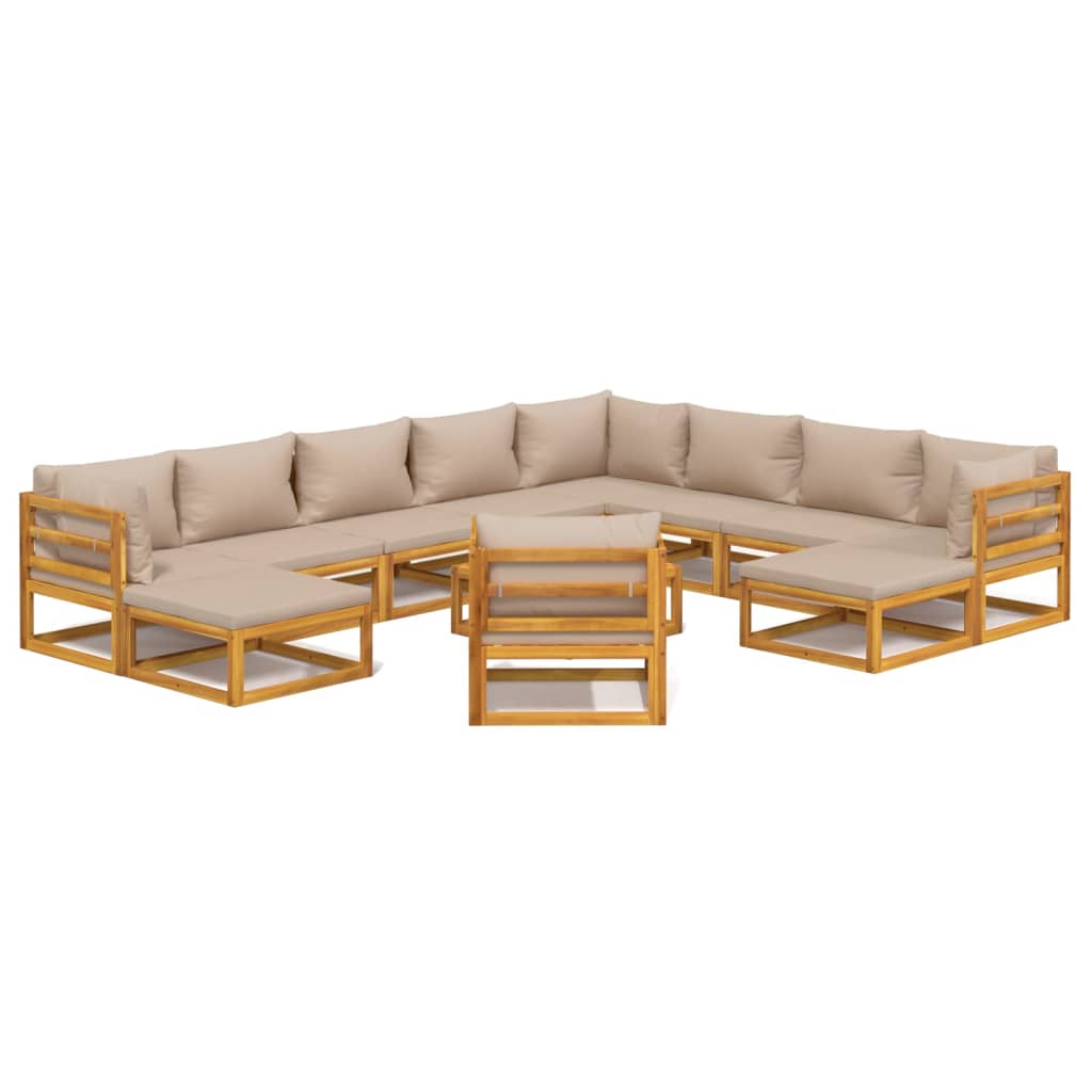 Garden Lounge Set Taupe Solid Acacia wood Large Modular