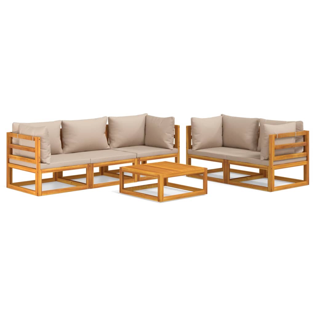 Garden Lounge Set Taupe Solid acacia wood Medium Modular