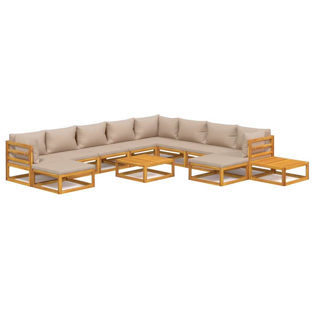 Garden Lounge Set Taupe Solid acacia wood Medium Modular