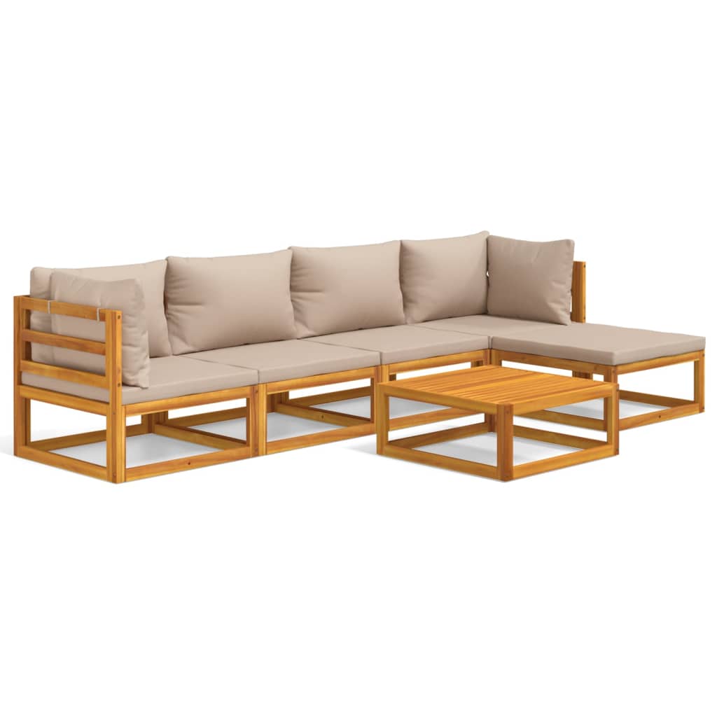 Garden Lounge Set Taupe Solid Acacia wood, Polyester Large