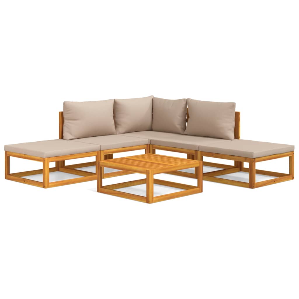 Garden Lounge Set Taupe Solid Acacia wood, Polyester Medium