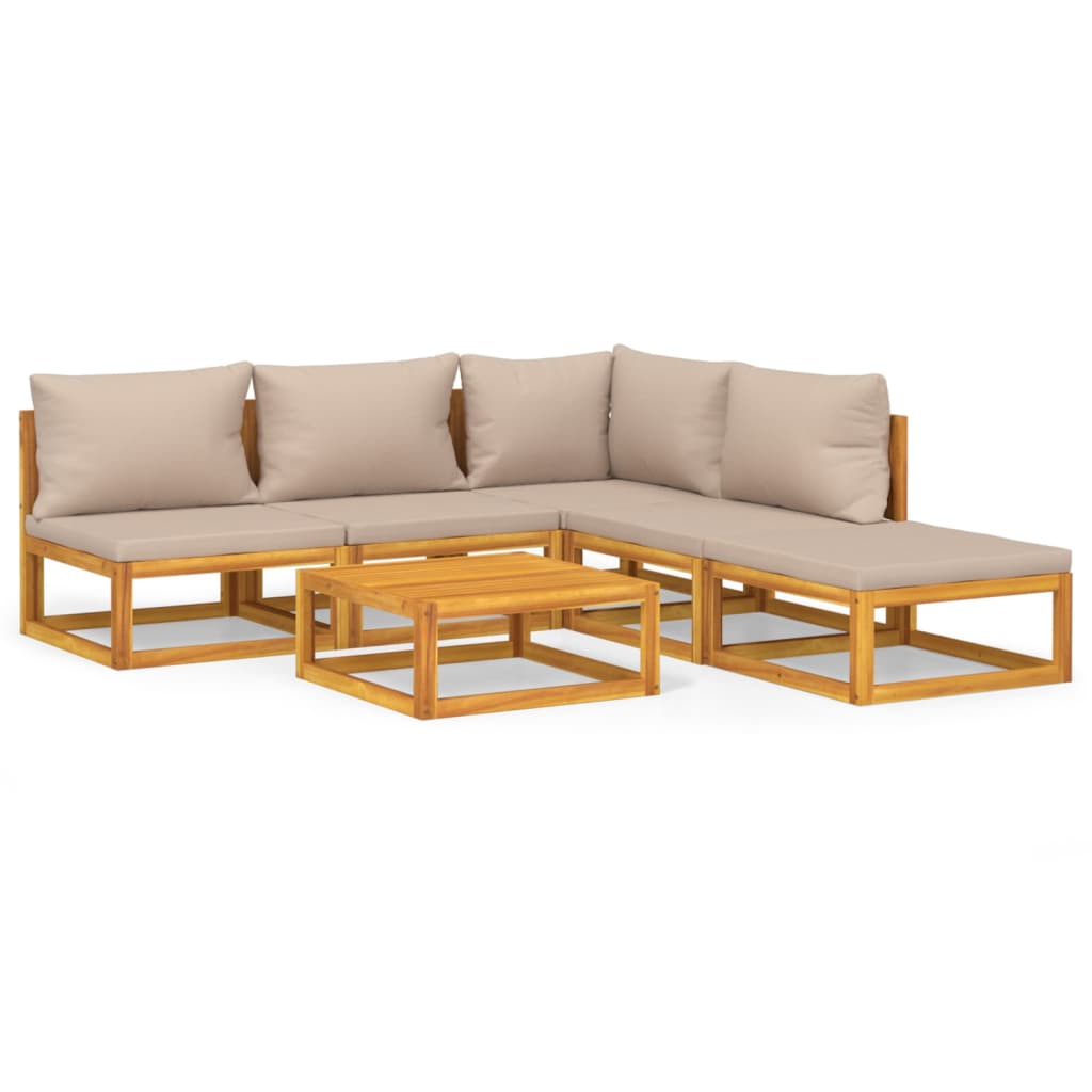 Garden Lounge Set Taupe Solid acacia wood with an oil finish