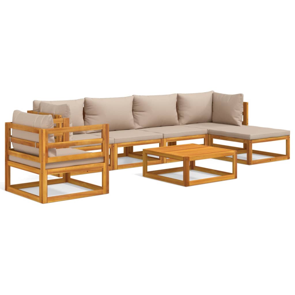 Garden Lounge Set Taupe Solid acacia wood with an oil finish Medium