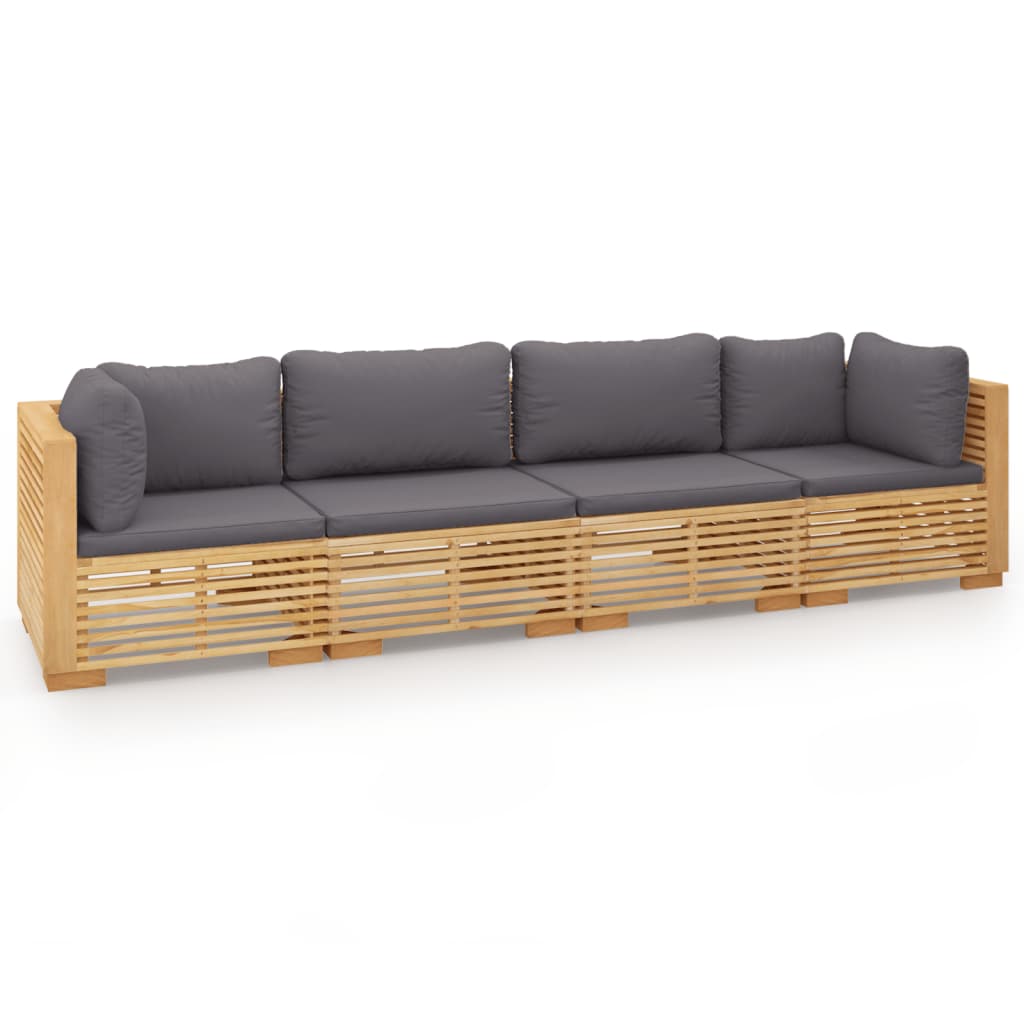 Garden Lounge Set Teak wood with dark grey cushions