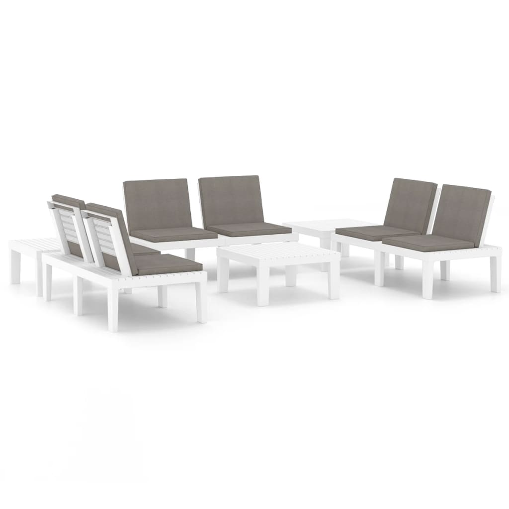 Garden Lounge Set White and Anthracite Plastic 6 Piece Set