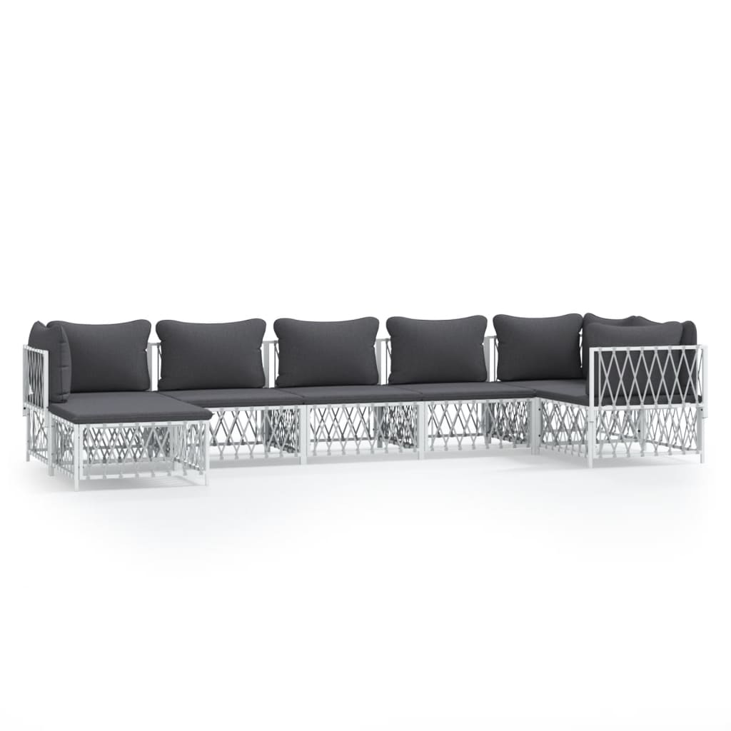 Garden Lounge Set White and Dark Grey