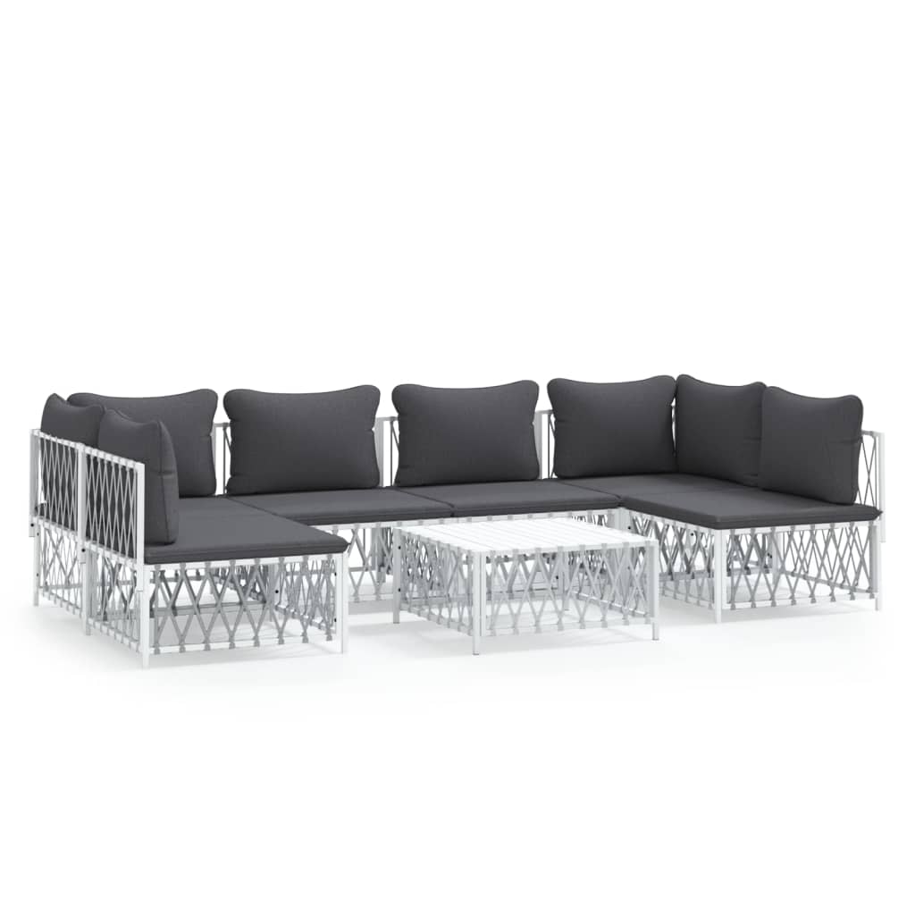 Garden Lounge Set White and Dark Grey