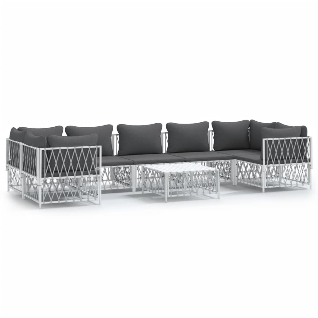 Garden Lounge Set White and Dark Grey