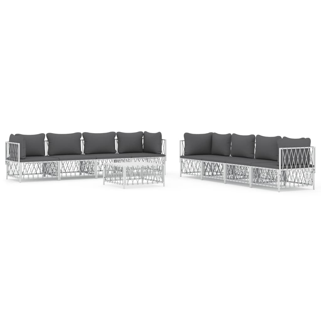 Garden Lounge Set White and Dark Grey