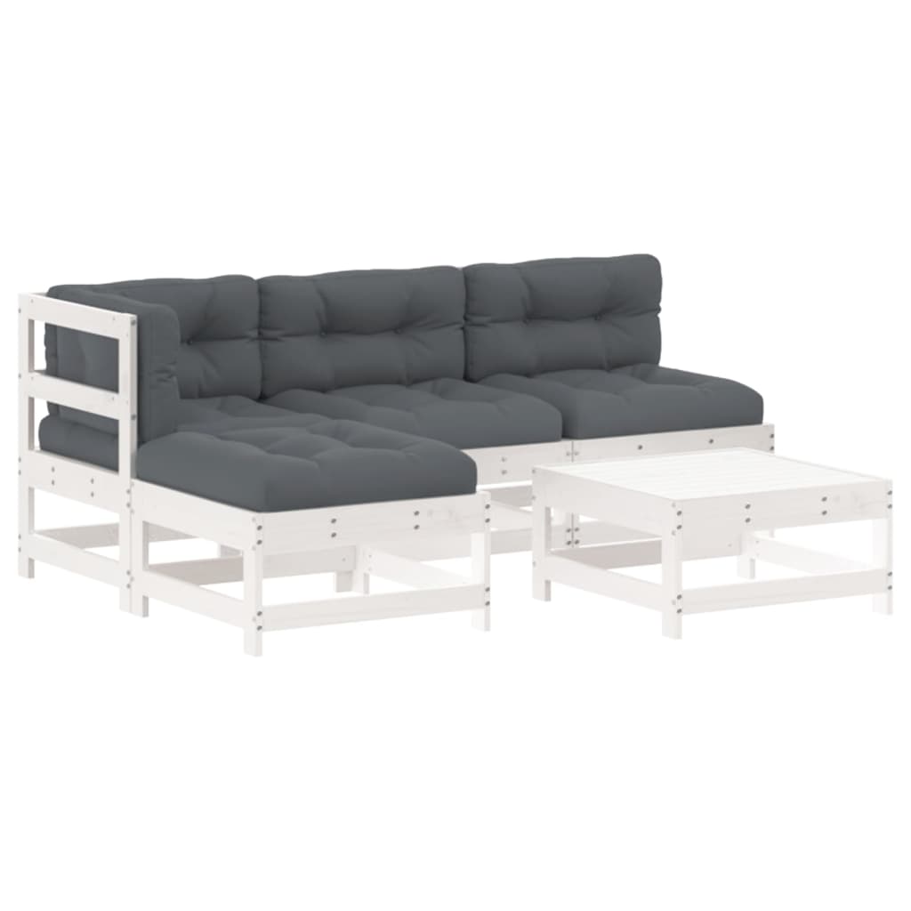 Garden Lounge Set White, Anthracite