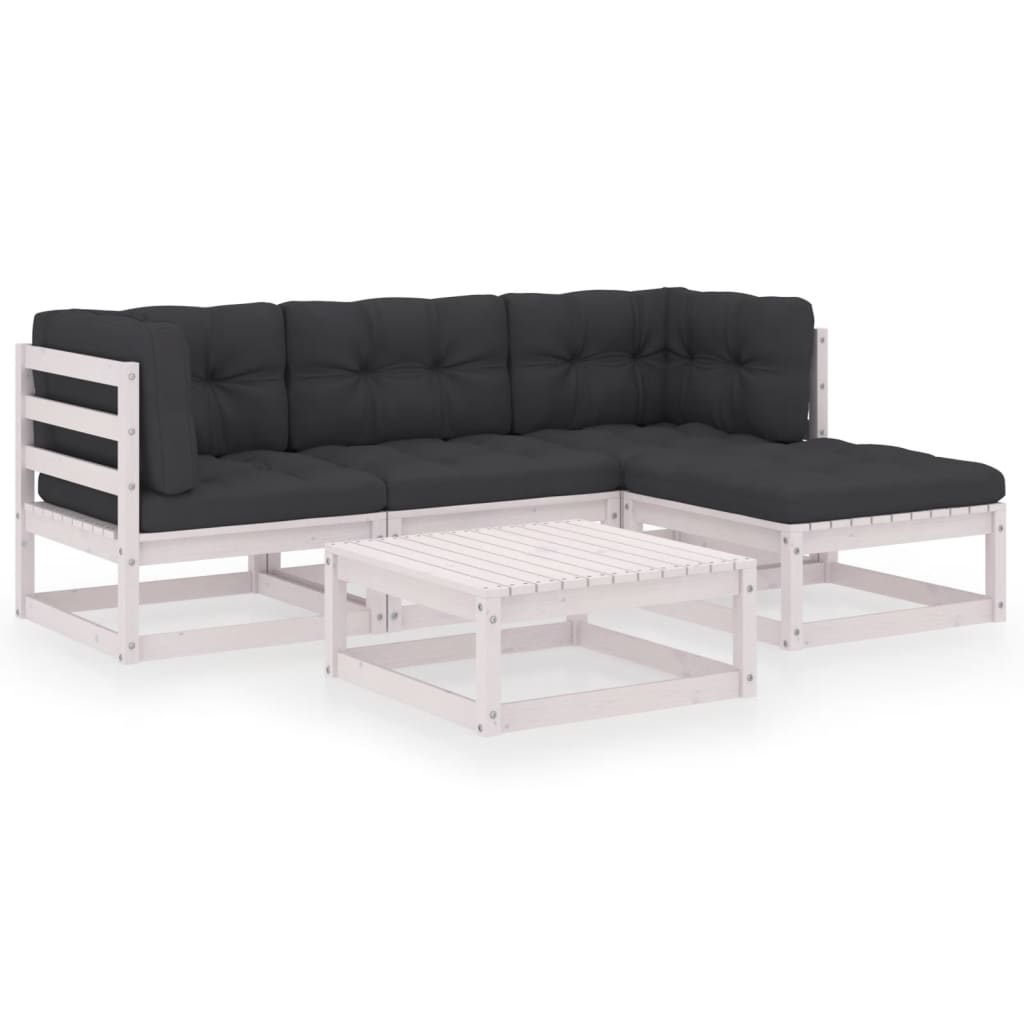 Garden Lounge Set White, Anthracite