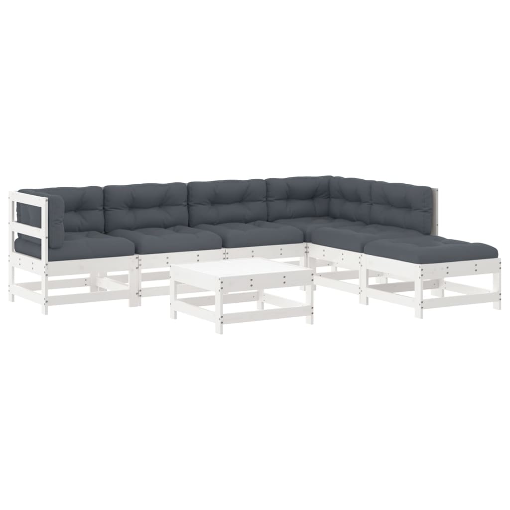Garden Lounge Set White, Anthracite