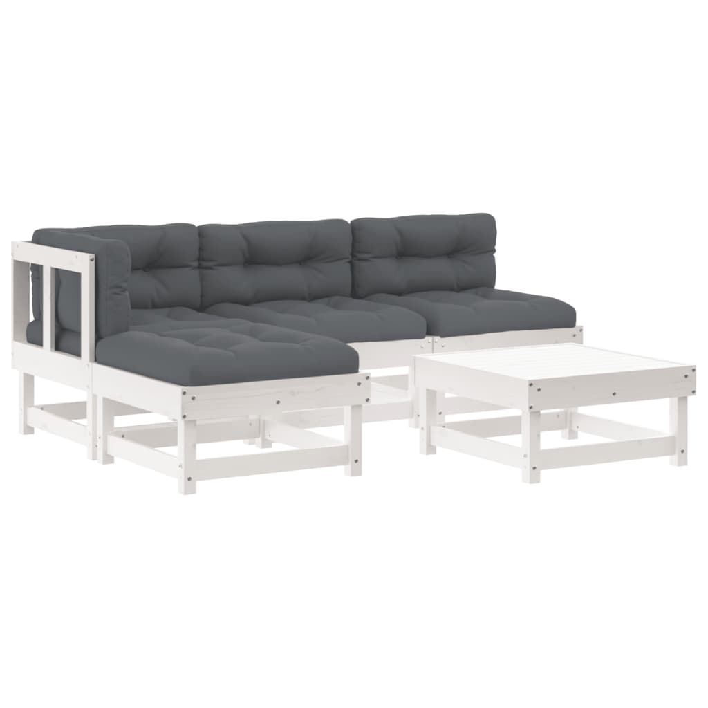 Garden Lounge Set White, Anthracite