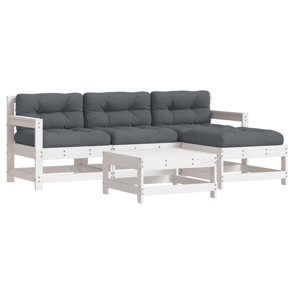 Garden Lounge Set White, Anthracite