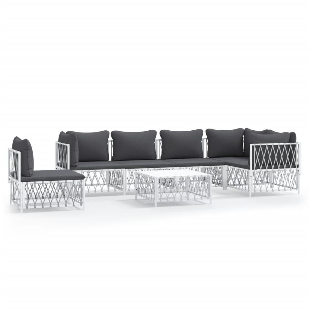 Garden Lounge Set White, Dark Gray