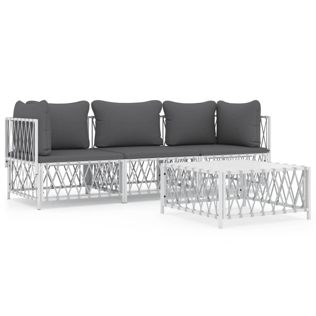 Garden Lounge Set White, Dark Grey