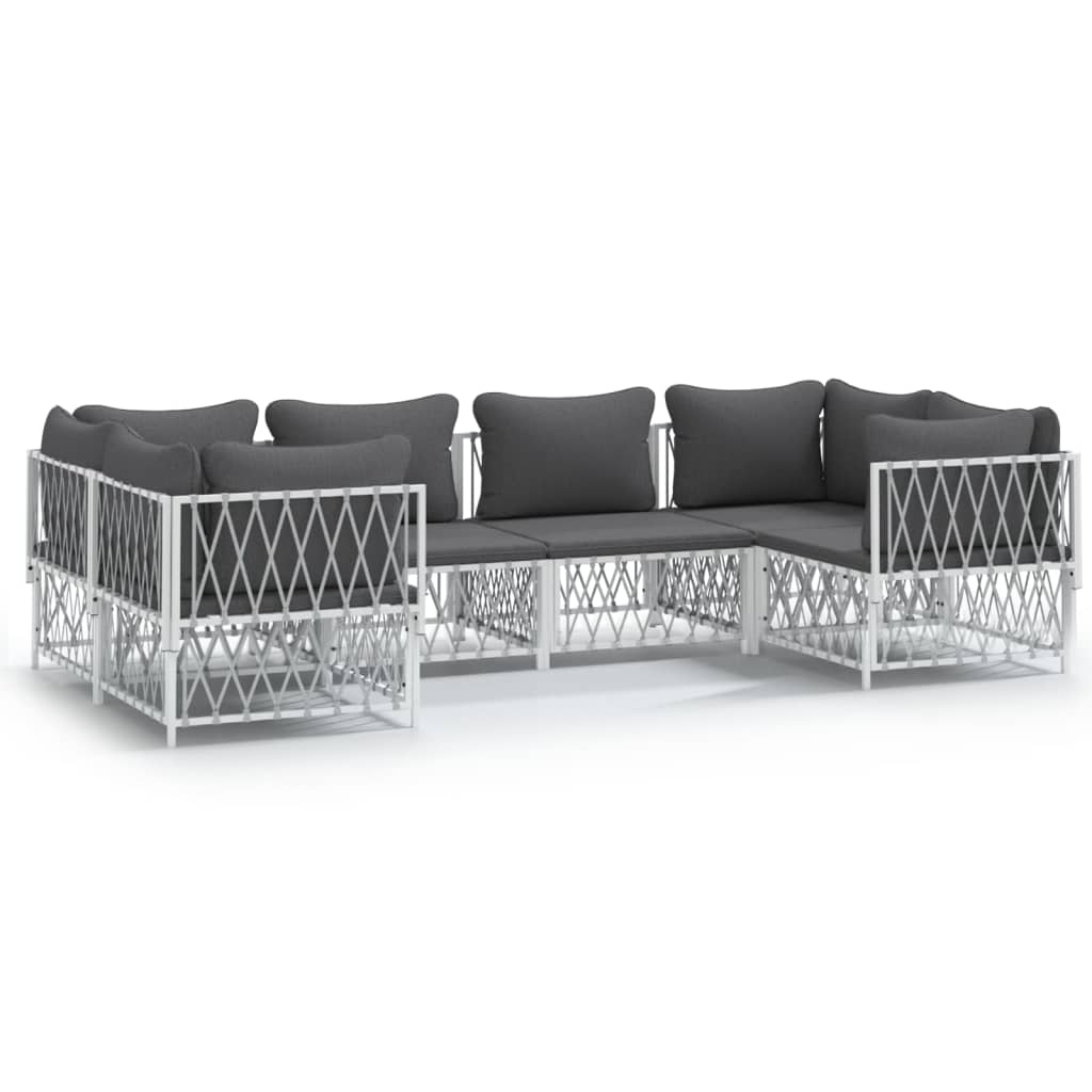 Garden Lounge Set White, Dark Grey