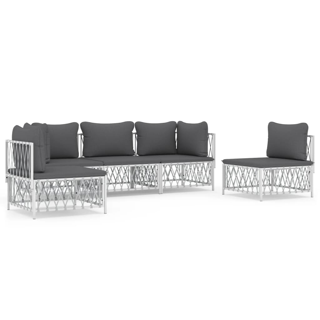 Garden Lounge Set White, Dark Grey