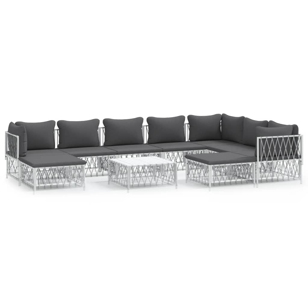 Garden Lounge Set White, Dark Grey
