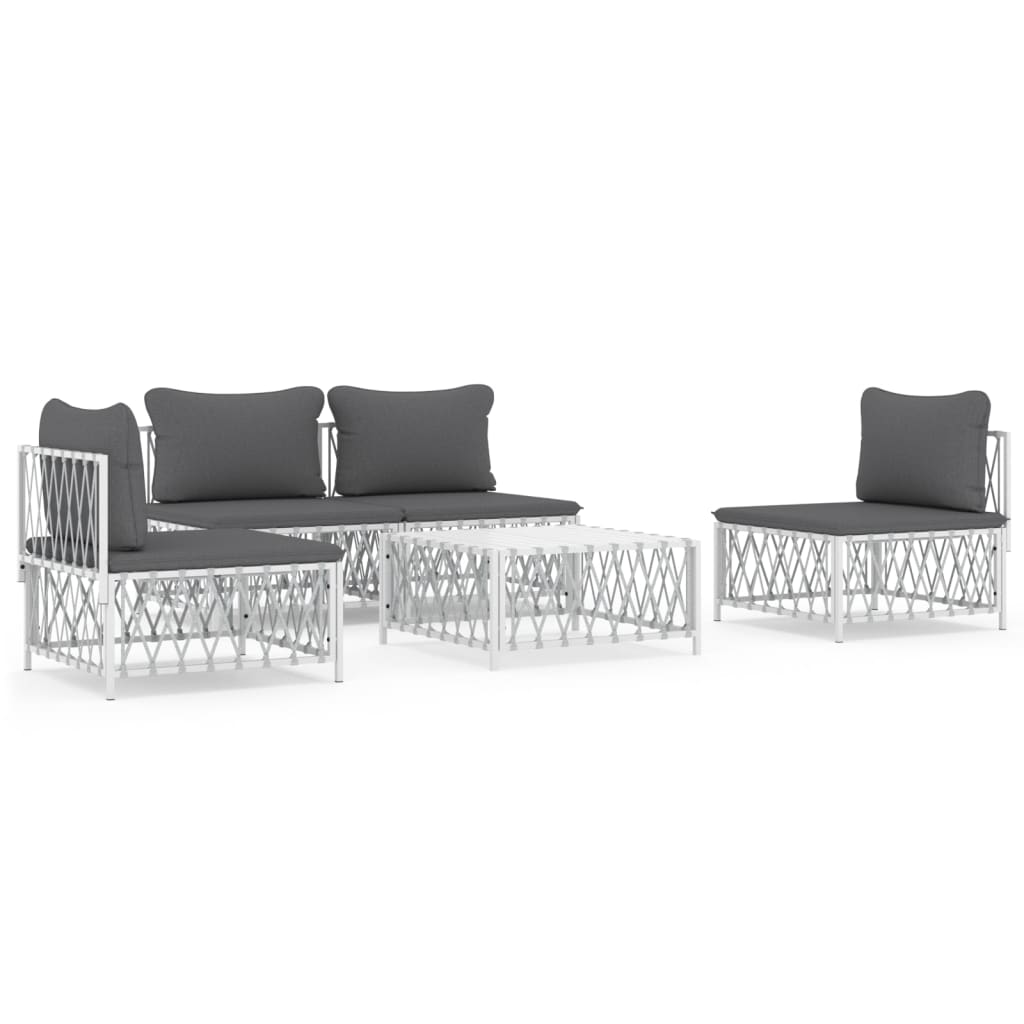 Garden Lounge Set White, Dark Grey