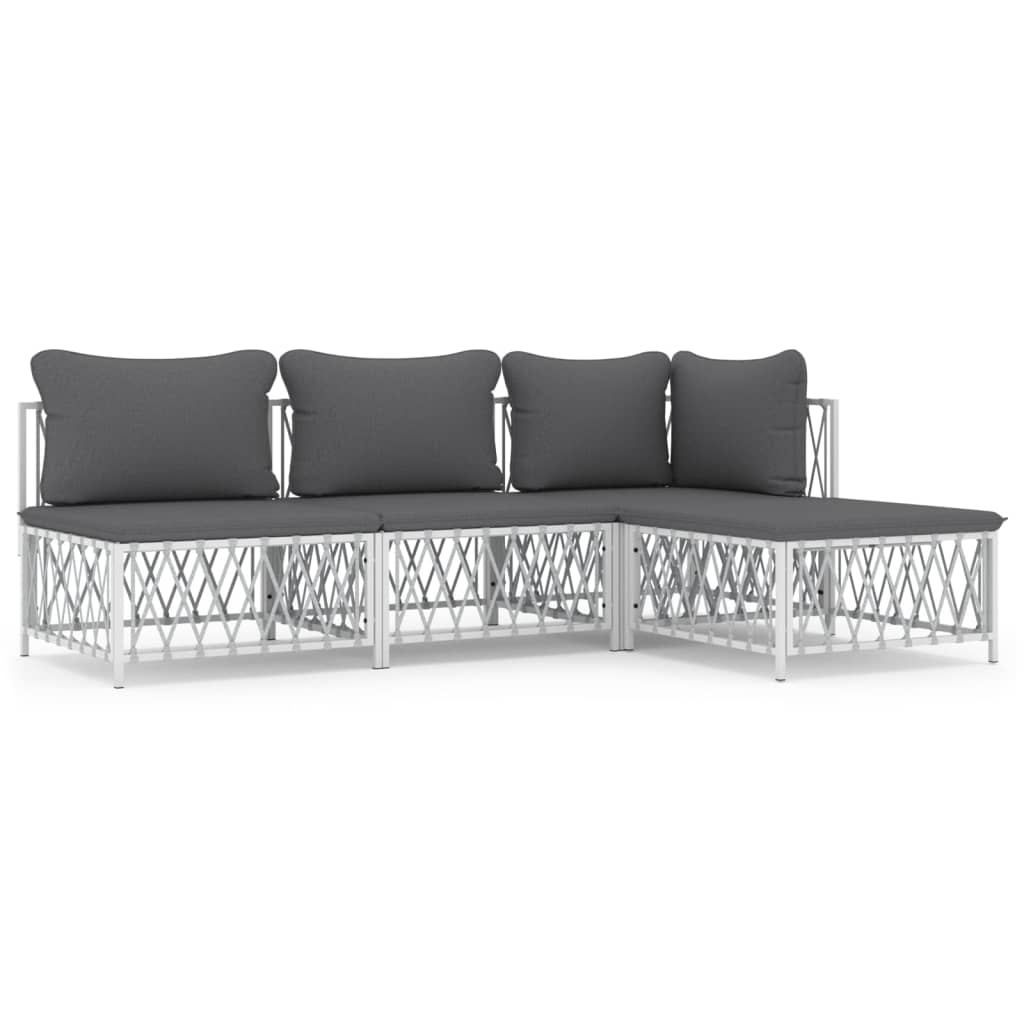 Garden Lounge Set White, Dark Grey