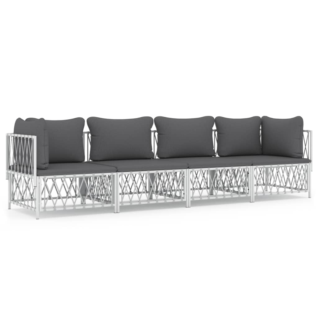 Garden Lounge Set White, Dark Grey