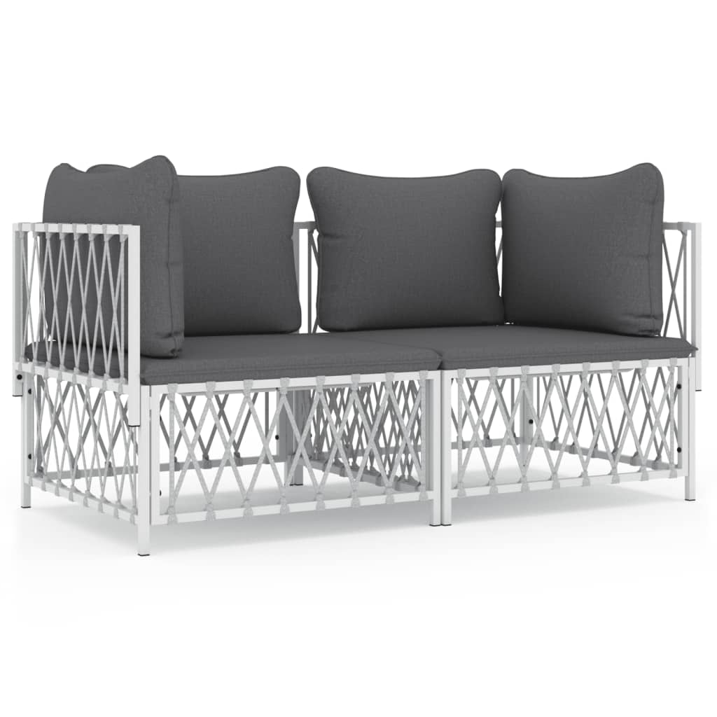 Garden Lounge Set White, Dark Grey