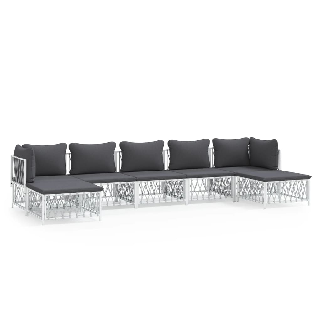 Garden Lounge Set White, Dark Grey