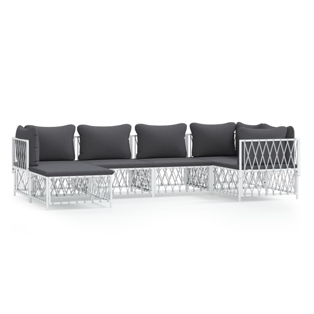 Garden Lounge Set White, Dark Grey
