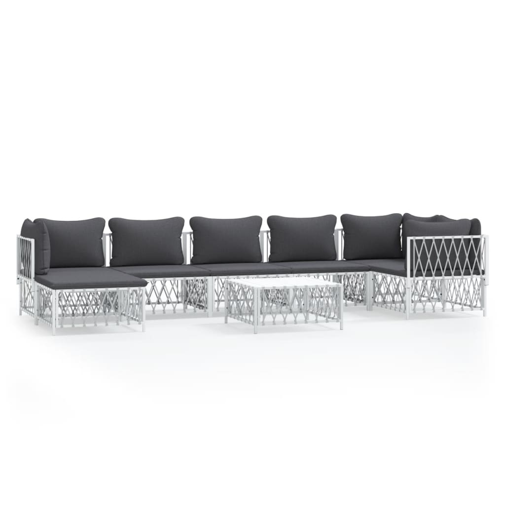 Garden Lounge Set White, Dark Grey