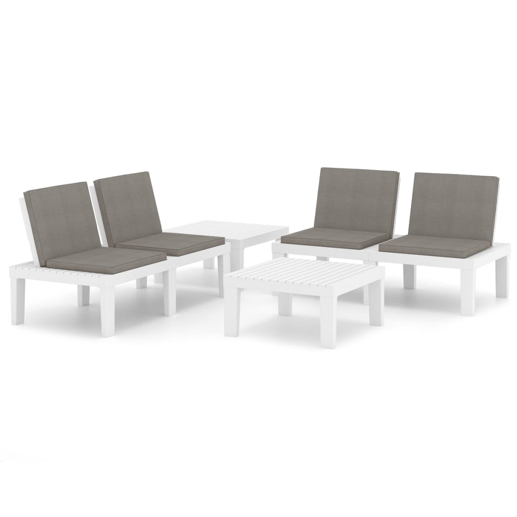 Garden Lounge Set White Plastic Large Seats 4 Garden Lounge Set