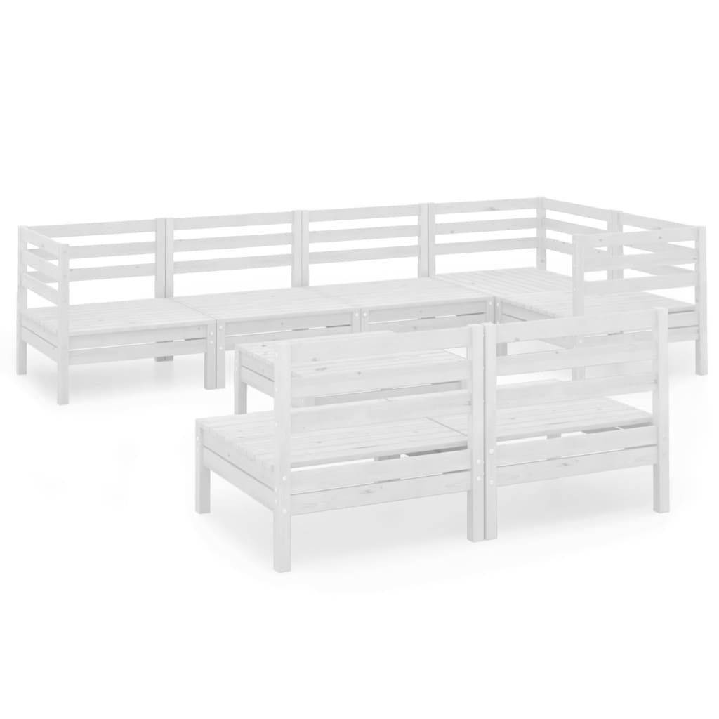 Garden Lounge Set White Solid Pine Standard Modular